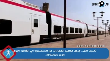 تحديث الآن.. جدول مواعيد القطارات من الإسكندرية إلى القاهرة اليوم الأحد 31/8/2025.